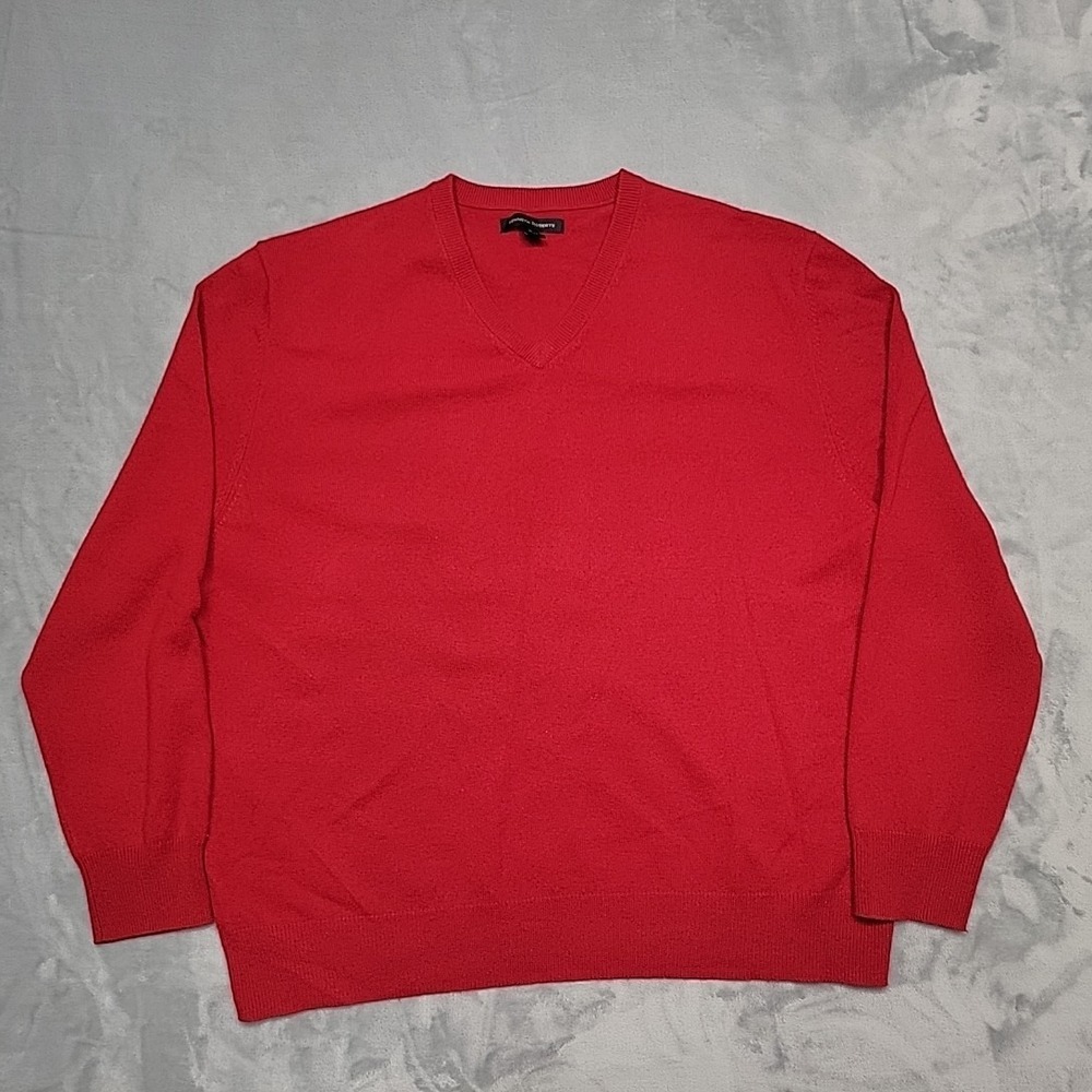Kenneth Roberts Sweater Men XL Red V-Neck‎ Cashmere Soft Warm Winter Pullover